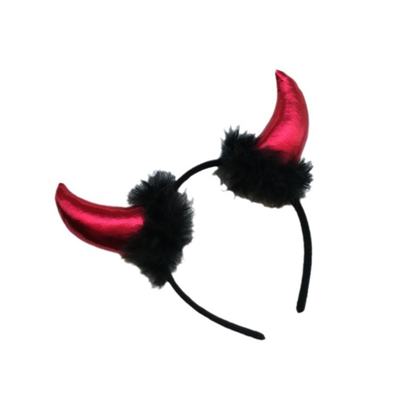 万圣节头饰发箍鬼节表演道具 恶魔牛角头饰黑色牛角发卡 圣诞