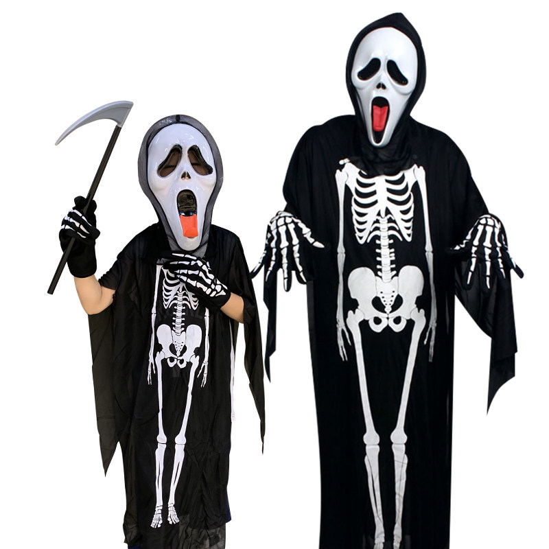 万圣节儿童服装Halloween装扮套装恐怖骨架鬼衣化妆舞会亲子服饰