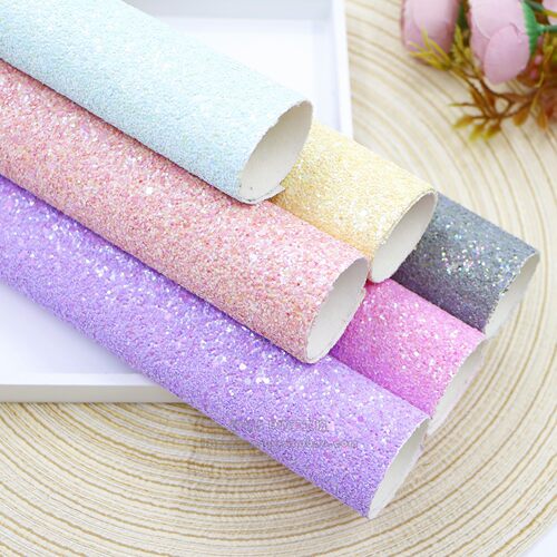 DIY发饰拼豆烫豆格利特材料 20X22CM高端糖果色闪粉PU人造皮革