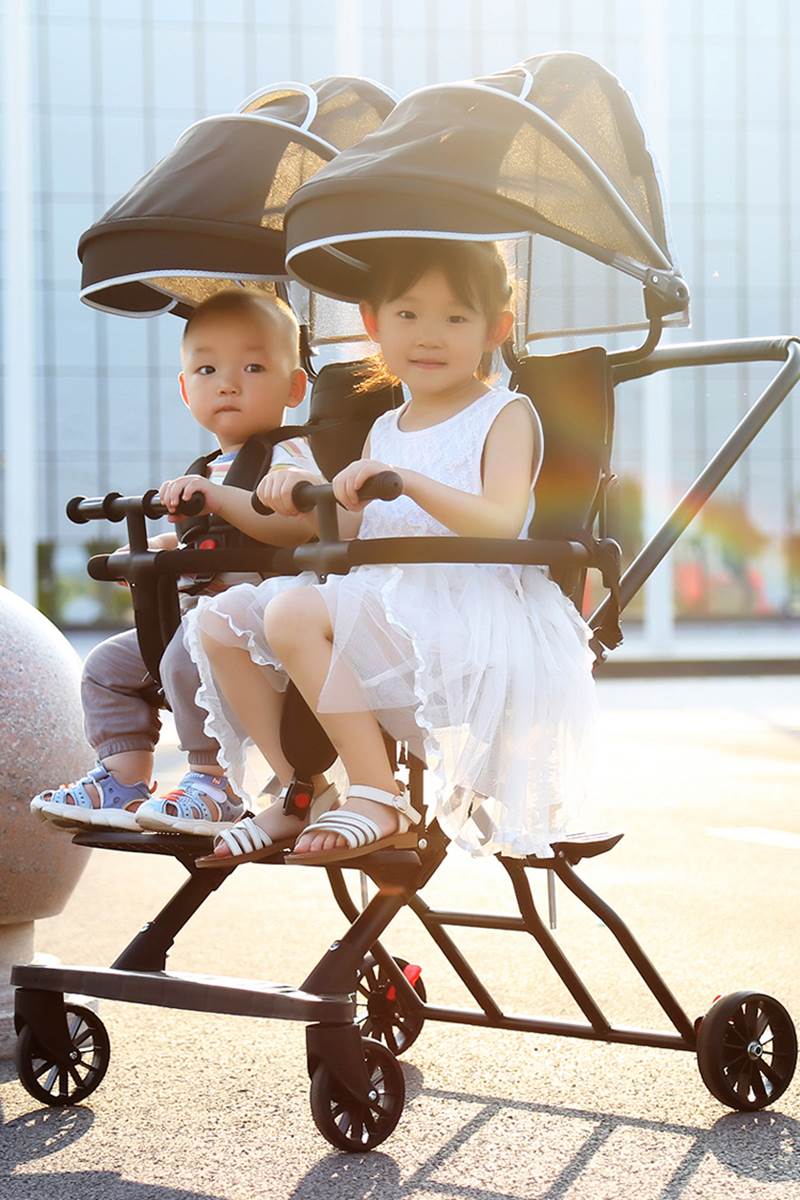 双胞胎溜娃神器双人可躺可坐轻便携带折叠宝宝小孩婴儿二胎手推车