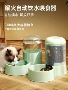 猫咪自动喂食器猫粮机狗狗投食器饮水机喝水一体不插电宠物用品