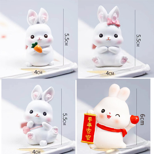 可爱小兔子迷你摆件网红公仔玩偶桌面周岁兔宝宝生日蛋糕装饰品