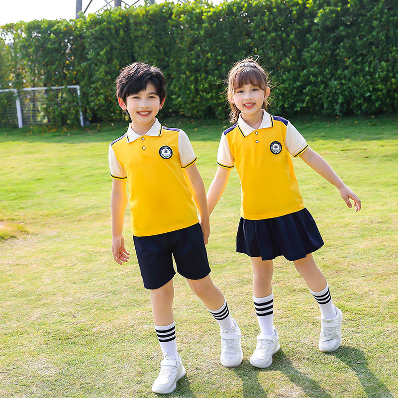 儿童班服套装小学生儿童休闲校服短袖POLO衫幼儿园园服夏季新款
