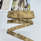 秋冬美拉德咖色腰带竹叶绣花松紧腰封复古绑带文艺腰带优雅裙带女