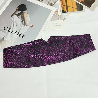 Airborne island 2026新款紫色卷草松紧腰带时尚百搭休闲西装腰封