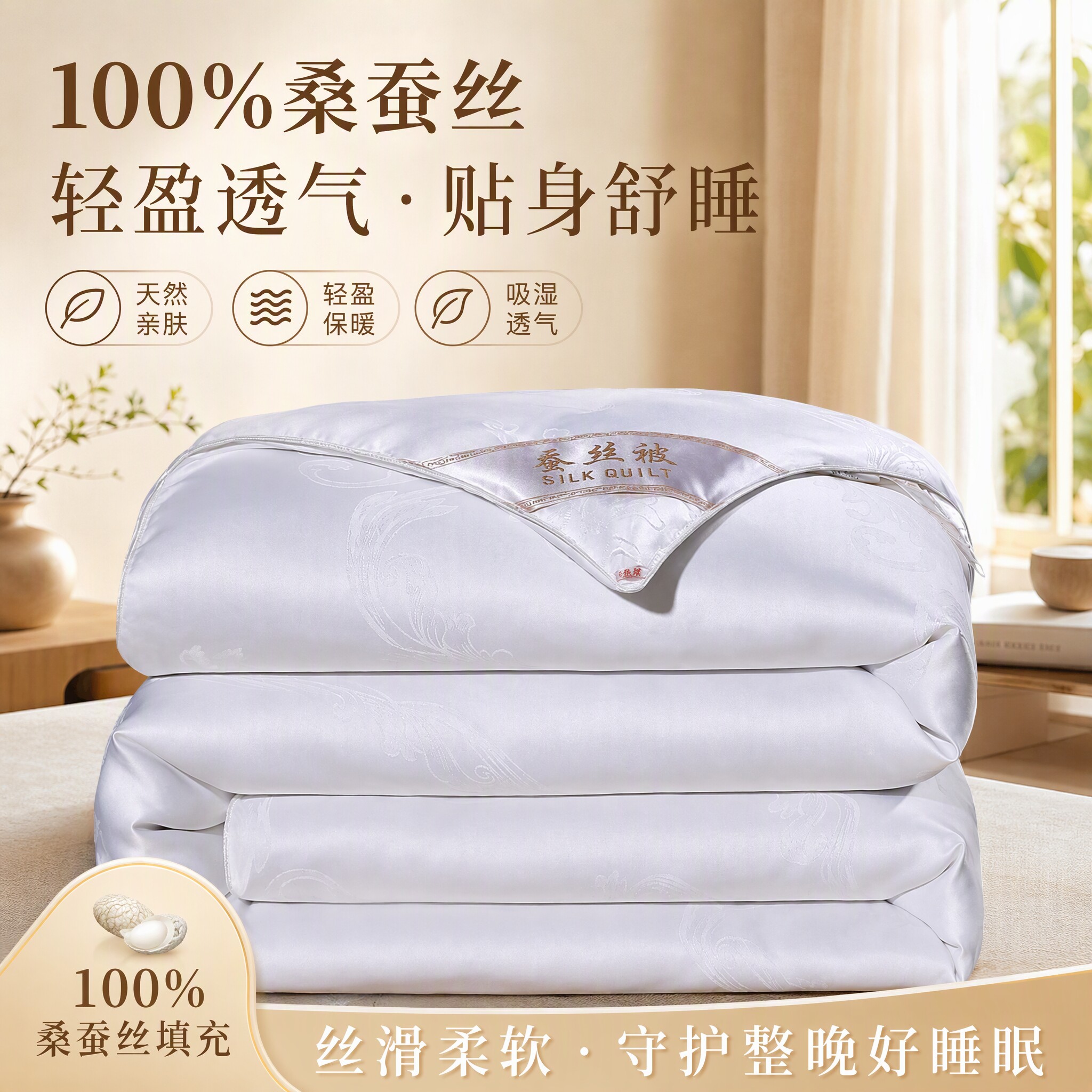 水晶家纺100%桑蚕丝四季被