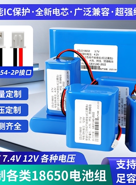 18650锂电池组3.7v7.4v12v足容量音响太阳能路灯打窝船户外电源