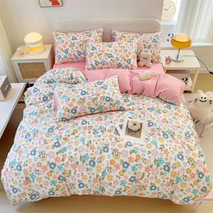 40支13372全棉小清新四件套100%纯棉碎花简约学生宿舍三件套床品