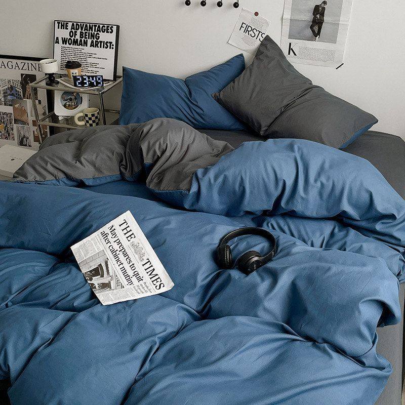 日系ins风亲肤纯色超柔水洗棉四件套床单被套学生宿舍三件套床笠,床上用品,床品套件/四件套/多件套,淘宝优惠券,粉丝福利购,淘宝优惠卷