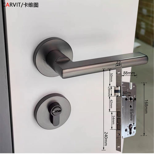 室内门锁8560侧板240mm黑镍灰青古黄古PVD亮金雅镍色木门分体门锁
