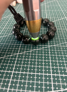 和田玉青海料 卡16圆珠青玉手串