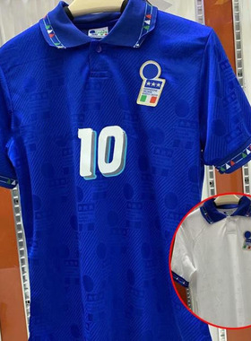 经典复古球衣1994年意大利主场客场10号巴乔短袖足球服白蓝色忧郁