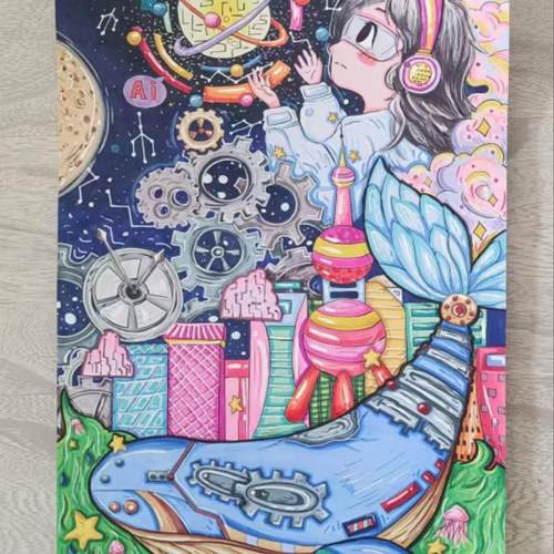 科技画代画手抄报科幻画主题画