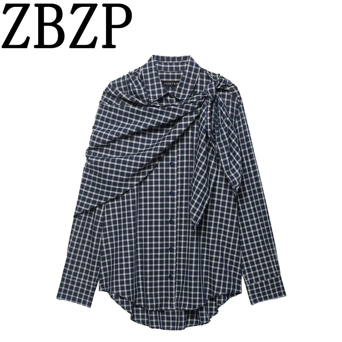 ZA 春季新品 ZR女装 欧美风外贸 时尚气质格纹围巾衬衫 1075320,女装/女士精品,衬衫,淘宝优惠券,粉丝福利购,淘宝优惠卷