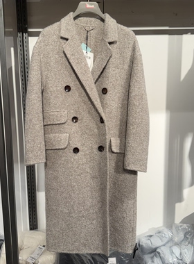 【彩】家专柜正品24冬女长款双排扣时髦高级双面呢大衣38307
