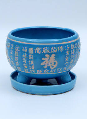 花盆中国风陶瓷圆形福鼎仿古盆