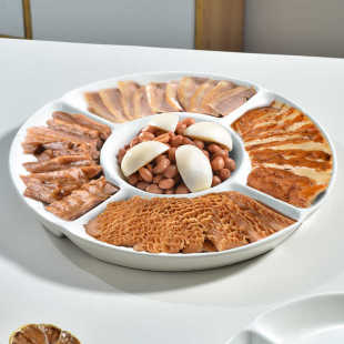 盘子陶瓷酒店餐具特色卤味拼盘五果盘创意拼盘五格盘子圆形水果盘