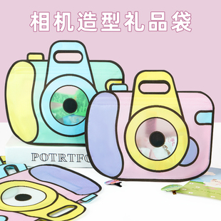 可愛相機(jī)造型禮品袋零食糖果包裝 袋透明幼兒園生日伴手禮袋手提袋