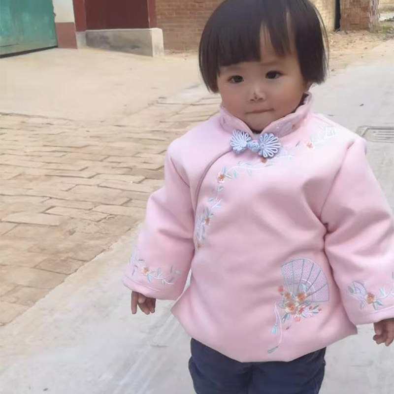 原创加厚女童复古唐装拜年服