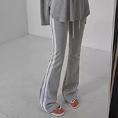 微喇卫裤 少量现货正品 韩代东大门25夏girl拼色两条杠抽绳系带修身