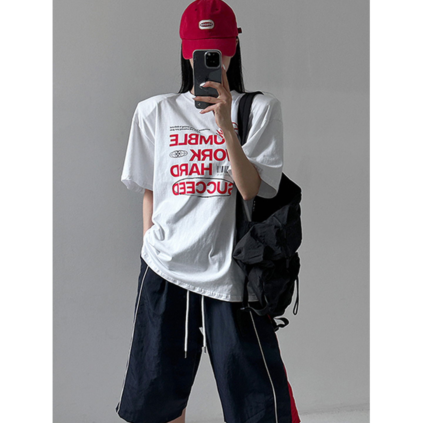 少量现货正品韩代东大门 夏girl字母印花宽松含垫肩短袖T恤上衣女