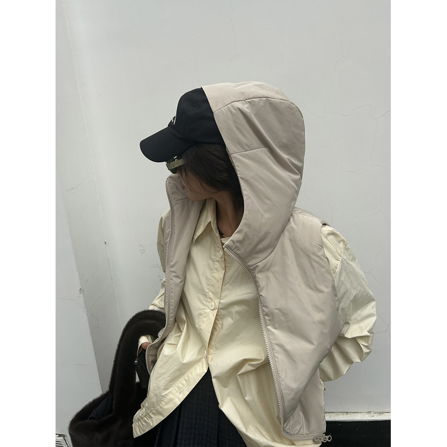 鬼鬼家正品秋冬 炒实用！小众设计款连帽保暖叠穿棉衣马甲马夹