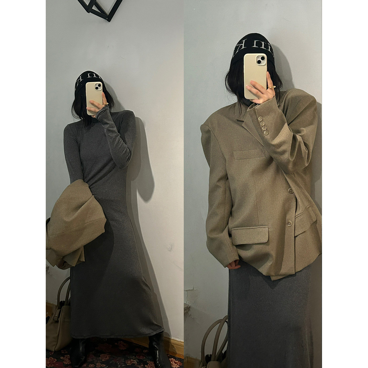 鬼鬼家 正品韩代东大门秋冬 软糯亲肤~纽扣高领内搭打底裙连衣裙图片