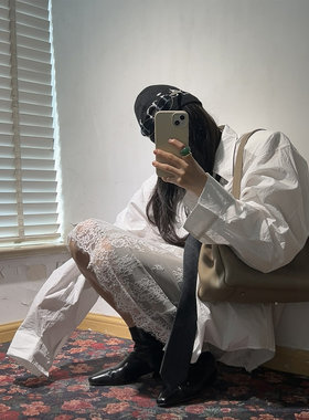 鬼鬼家正品韩代东大门秋冬 法式复古蕾丝提花松紧高腰显瘦半身裙