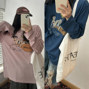 鬼鬼家正品韩代东大门夏 可爱美少女印花含垫肩慵懒遮肉减龄T恤女