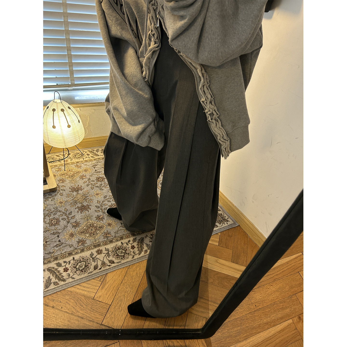 W现货 正品韩代东大门 自留高腰巨显瘦褶皱西装阔腿运动裤可收口