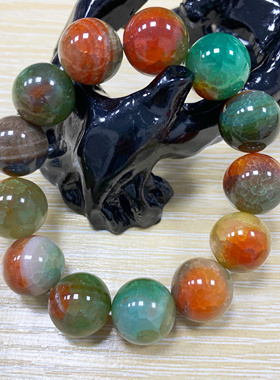 【明星同款】卡16mm宝石级天然七彩孔雀龙纹玉石玛瑙男士精品手串