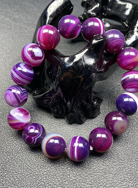 【明星同款】卡12mm宝石级天然紫俱来缠丝玛瑙手串女款简约时尚