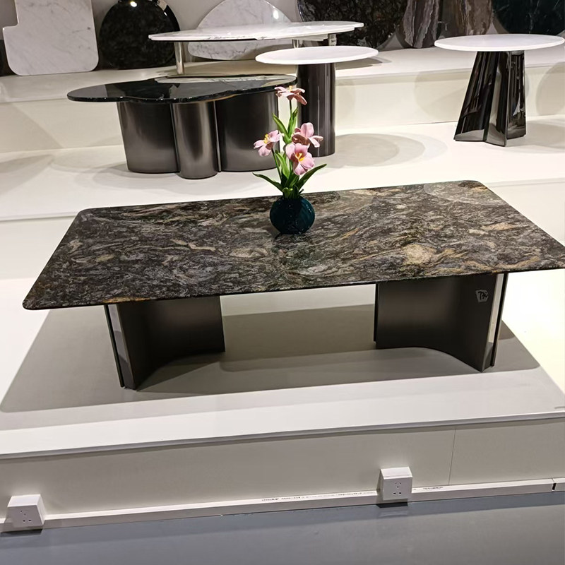 2025新款意大利设计师高端家用极简轻奢大理石长方形高级奢石茶几