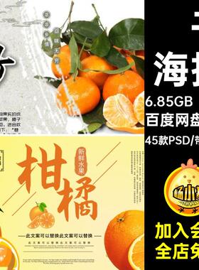 促销海报45款PSD宣传单芦柑模板餐饮美食桔子PSDPSD广告芦柑橘子