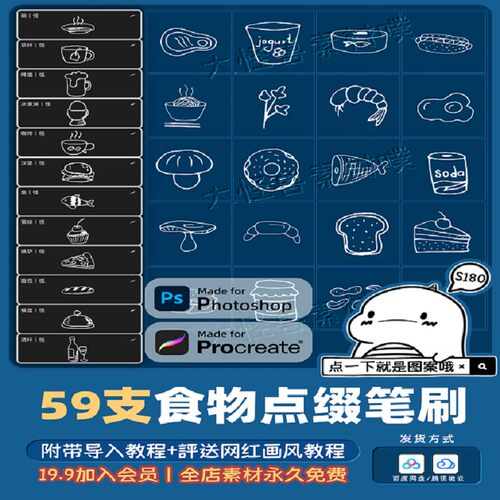 披萨面包procreate.PSD和手绘食物笔刷果肉卡通水5
