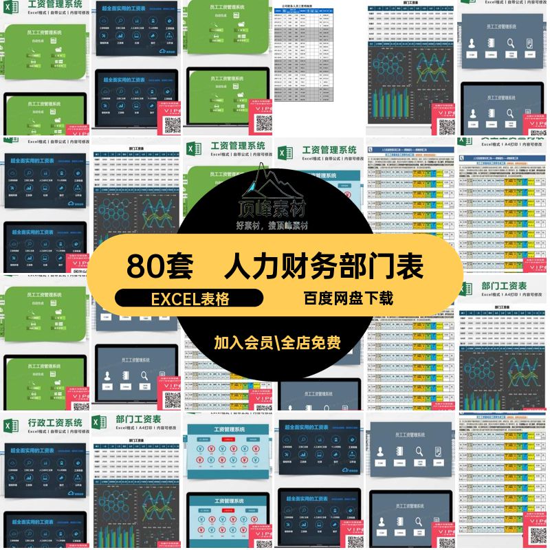 薪酬管理财务电子实用工资管理系统部门80套核算编辑动生成人力