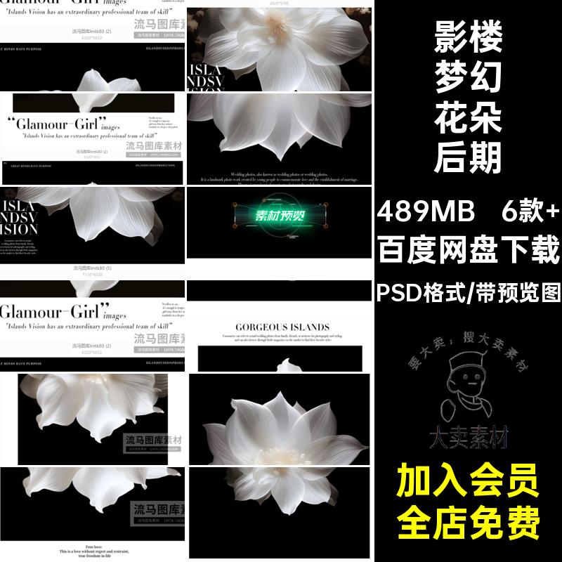 影楼梦幻花朵后期素材PSD格式合成背景照片6款 拍摄创意大花图片