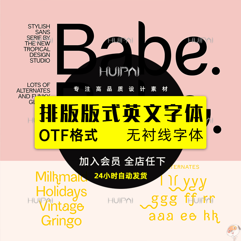 Babe 优雅知性无衬线英文字体logo标识排版版式字体安装mac下载