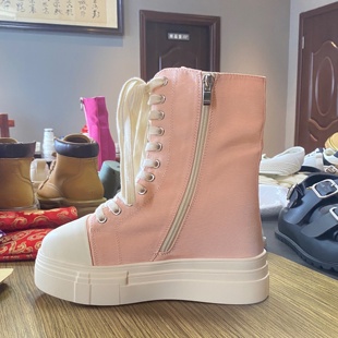 韩版潮流夏季新款女鞋2023年原创粉拼色增高14CM隐形薄款女士鞋子