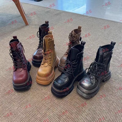 系带隐形增高经典定制款马丁短靴