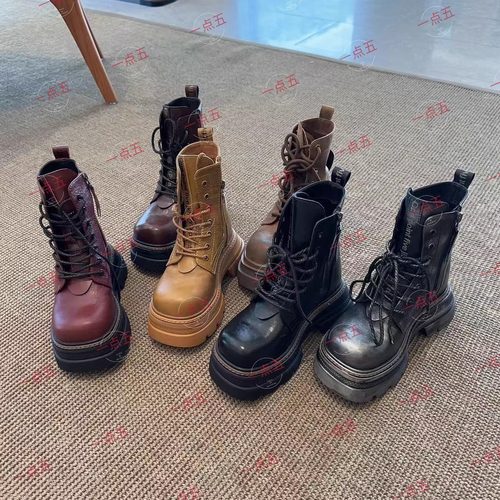 系带隐形增高经典定制款马丁短靴