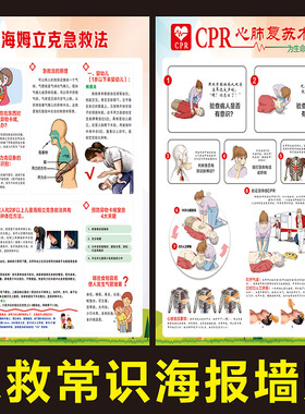 医院文化制度急救抢救流程《海姆立克急救法》写真图海报裱防水膜