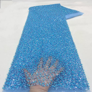 珠管珠片绣泡珠绣蕾丝花边辅料婚纱礼服亮片面料beads 新款 lace