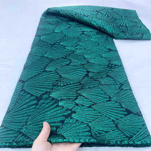 Green Print Leaf Embroidery Fabric 提花Polyester