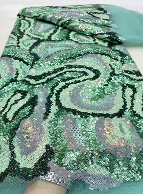 非洲亮片蕾丝网纱刺绣花布料面料礼服婚纱料子sequin lace fabric
