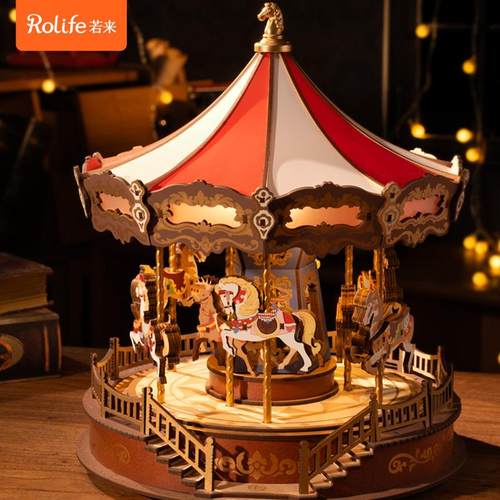 圣诞礼物旋转木马音乐盒圣诞花环