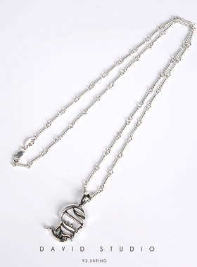 david纯银925纯银实心做旧个性百搭情侣项链 竹节做旧ins同款项链