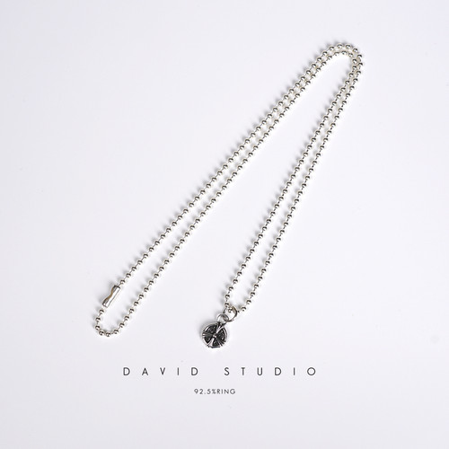 david纯银925纯银mini圆形十字架做旧百搭ins推荐网红情侣项链