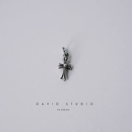 David studio925纯银迷你小十字架锁骨链吊坠 经典项链坠子男女款