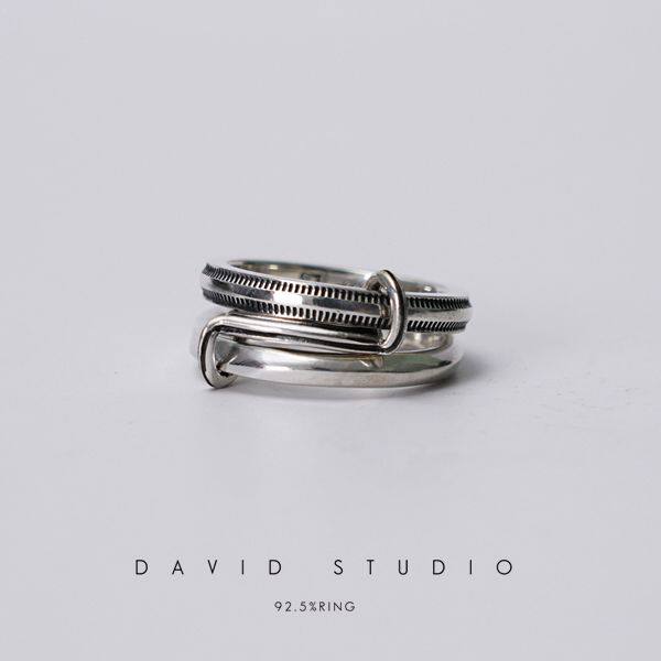 David studio 手工925纯银情侣连环对戒指werkstatt munchen小众